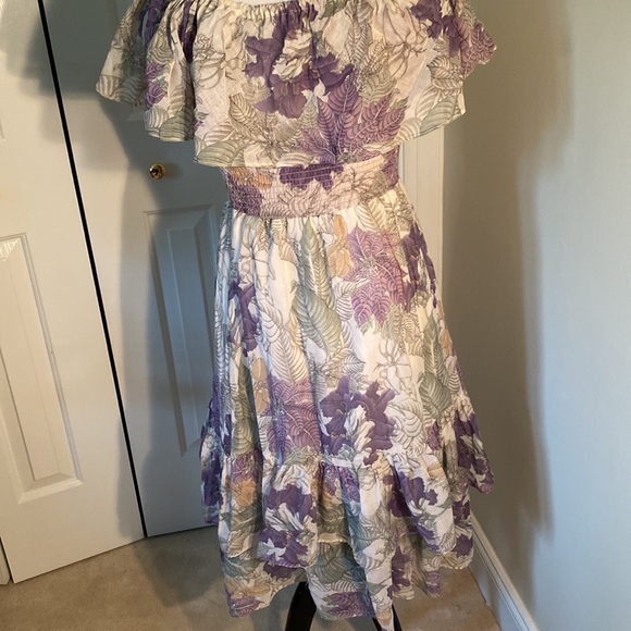 Vintage 1990s Beautiful Flirty & Airy Lavender and White Midi Fancy Dress - Picture 6 of 7